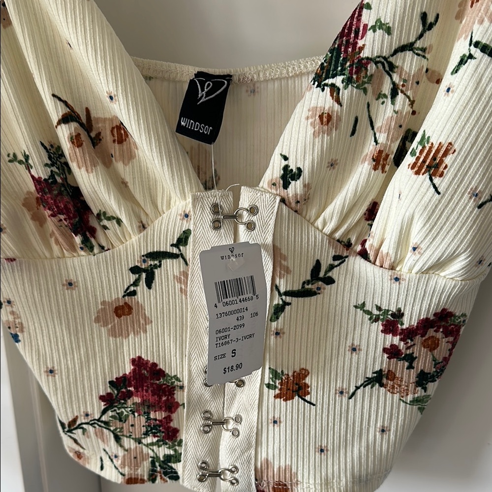 Windsor Cream Ribbed Bustier Tank Top - Picture 2 of 4